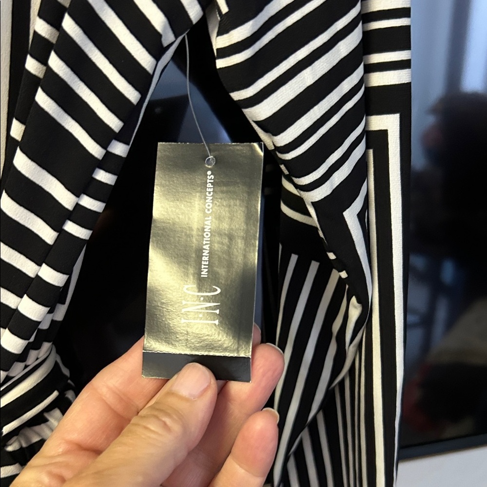 INC International Concepts Black and White Geometric Jumpsuit - Picture 3 of 6